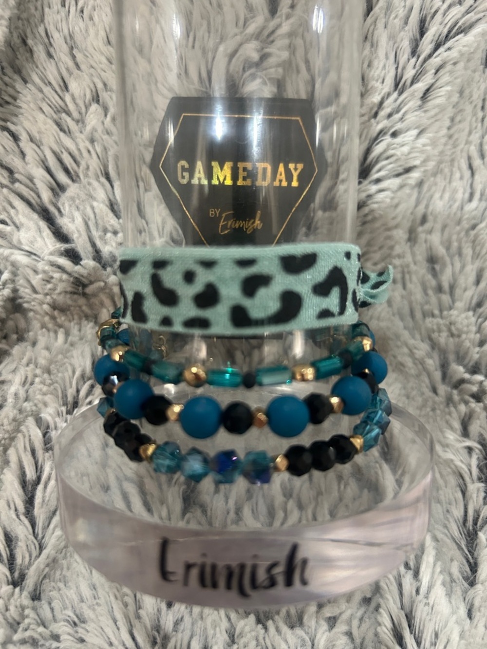 Gameday Teal & Black Stackable Bracelet Set by Erimish
